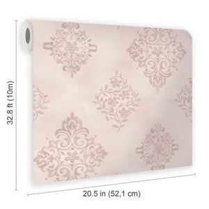 Shabby Chic by Rachel Ashwell Diamond Motif Pink Damask Wallpaper