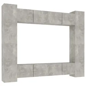 Berkfield 8 Piece TV Cabinet Set Concrete Grey Engineered Wood