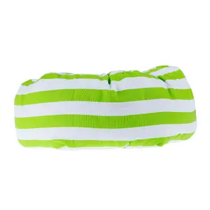 Homescapes Green and White Stripe Pleated Round Floor Cushion