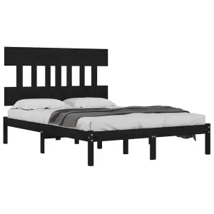 Berkfield Bed Frame Black Solid Wood 140x200 cm