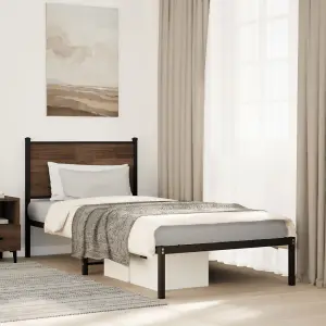 Berkfield Metal Bed Frame without Mattress Brown Oak 80x200 cm