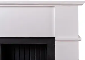 Adam Oxford Stove Fireplace in Pure White with Woodhouse Electric Stove in Black, 48 Inch