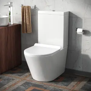 Nes Home Rimless Close Coupled WC Toilet Pan Cistern and Soft Close Seat Bathroom