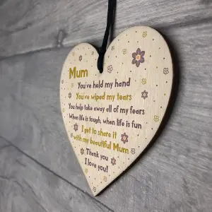 Mum Gift For Mothers Day Birthday Wooden Heart Gift From Daughter Son Keepsake