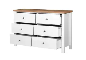 Astbury 6 Drawer Bedroom Cabinet Chest of Drawers White and Oak