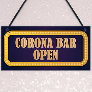 Home Bar Man Cave Pub Sign CORONA BAR OPEN Neon Effect Plaque Gift