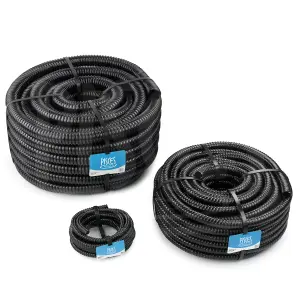 Pisces 25 Metres Of 40mm Corrugated Flexible Black Pond Hose Pipe