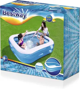 Bestway Inflatable Family Pool Kids Paddling Blue Rectangular with Water Capacity 450L