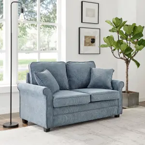 Ramy Corduroy 2 Seater Fold Out Sofa Bed Blue Convertible Sleeper Sofa