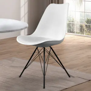 Soho White Plastic Dining Chair with Black Metal Legs