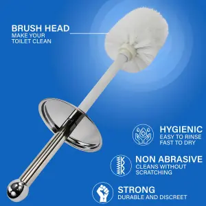 STAINLESS STEEL BATHROOM TOILET CLEANING BRUSH & HOLDER FREE STANDING SET SILVER