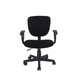 Black Home office chair, fabric back and seat with arms, swivel chair