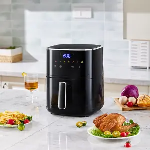 4.7L Knob Air Fryer with Touch Screen in Black