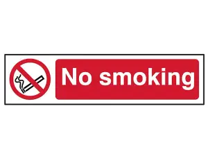 Durable No Smoking Safety Sign - 200 x 50mm PVC