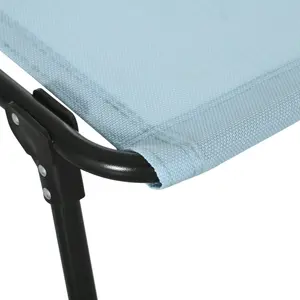 Outsunny Folding Beach Chair Chaise Lounge 4 Adjustable Positions, Baby Blue