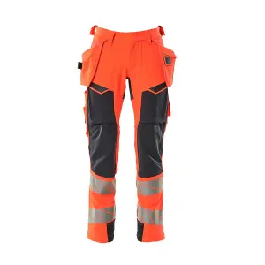 Mascot Accelerate Safe Trousers with Holster Pockets - Hi-Vis Red/Dark Navy   (32.5) (Leg Length - Long)