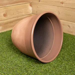 32cm Glazed Ceramic Effect Plastic Garden Patio Plant Pot