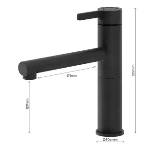 GoodHome Morita Black Graphite effect Kitchen Top lever Tap