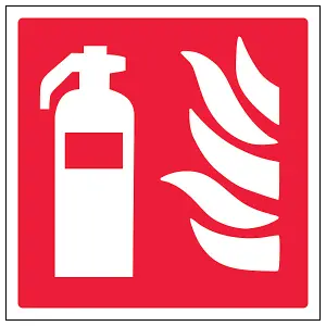 Fire Extinguisher Logo Safety Sign - Rigid Plastic - 200x200mm (x3)