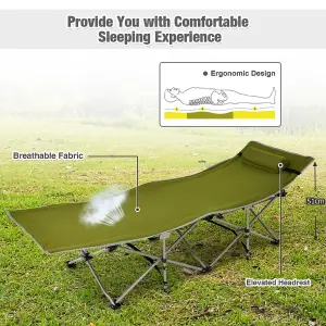 Costway Folding Camping Cot Heavy-Duty Outdoor Cot Bed Portable Sleeping Cot