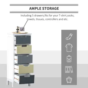 HOMCOM Simple Chest of 5 Drawers Storage Cabinet for Dining & Living Room