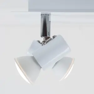 ValueLights Consul Modern Rectangular White and Chrome 6 Way Adjustable GU10 Ceiling Spotlight