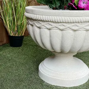 Cross Patterned Sandstone Large Garden Urn