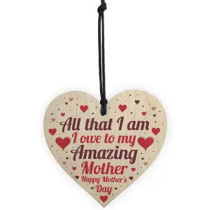 Red Ocean Mother's Day Gift For Mum Thank YOU Gift Wooden Heart Gift For Her Mummy Mum Keepsake