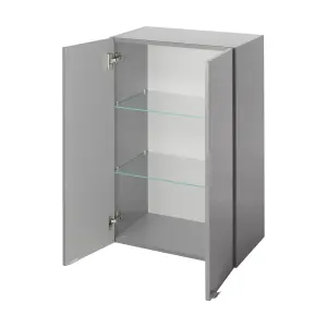 GoodHome Imandra Deep Gloss Anthracite Double Bathroom Wall cabinet (H)90cm (W)6cm