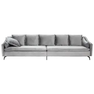 Beliani Modern Velvet Sofa Light Grey AURE