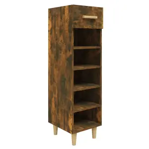 Berkfield Shoe Cabinet Smoked Oak 30x35x105 cm Engineered Wood