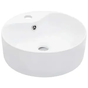 Wash Basin with Overflow 36x13 cm Ceramic White