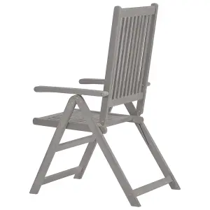 Berkfield Garden Reclining Chairs 4 pcs Grey Solid Acacia Wood