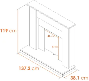 Adam New England Fireplace in Oak & Cream, 48 Inch