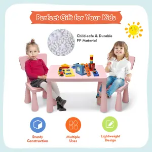 Costway 3 PCS Kids Table and Chair Set Toddler Activity Center Children Writing Desk