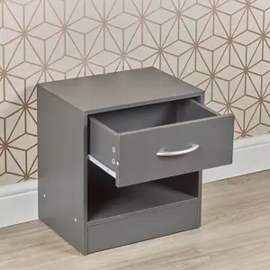 Antona 1 Drawer Bedside Table Dark Grey