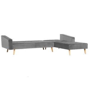 Corner Sofa VADSO Grey Velvet Left Hand