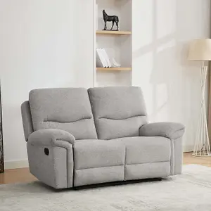 Fosse 2 Seater Manual Recliner Fabric Modern Living Sofa Light Grey