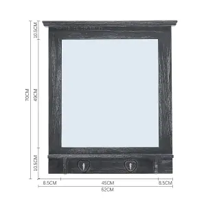 Wall Mounted Grey Wooden Framed Decorative Framed Mirror W 620mm x H 700mm