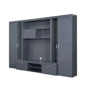 Roma Entertainment Unit Grey With High Gloss Fronts And LED