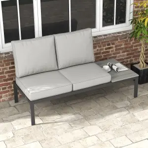 Outsunny 2 Seater Outdoor Seat Cushion with Back, for Garden, Light Grey