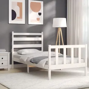 Berkfield Bed Frame with Headboard White 100x200 cm Solid Wood