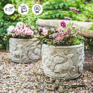 Pair of Peacock Design Stone Planter pots