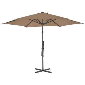 Berkfield Outdoor Parasol with Steel Pole 300 cm Taupe