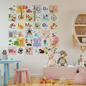 Walplus Marvelous London Alphabets Learning Puzzle Sticker Wall Sticker Mural