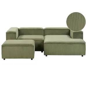 Left-Hand Corner Sofa with Ottoman ARDAL Green Corduroy Left Hand