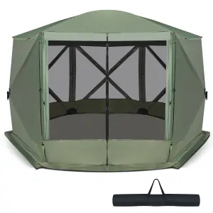 Costway 346 x 305 cm Pop-up Screen House Tent 6-Sided Camping Gazebo Instant Setup Hub Tent with Portable Carrying Bag