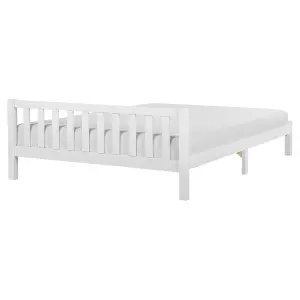 Wooden EU King Size Bed White FLORAC