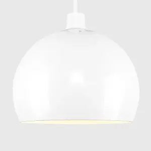 ValueLights Arco White Ceiling Pendant Shade and B22 GLS LED 10W Warm White 3000K Bulb