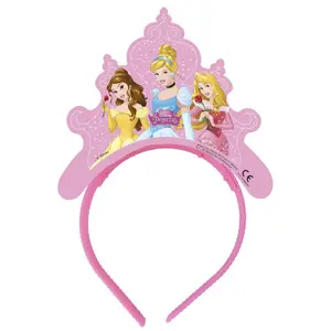 Disney Princess Dreaming Princess Tiara Paper Headband (Pack of 4) Pink (One Size)